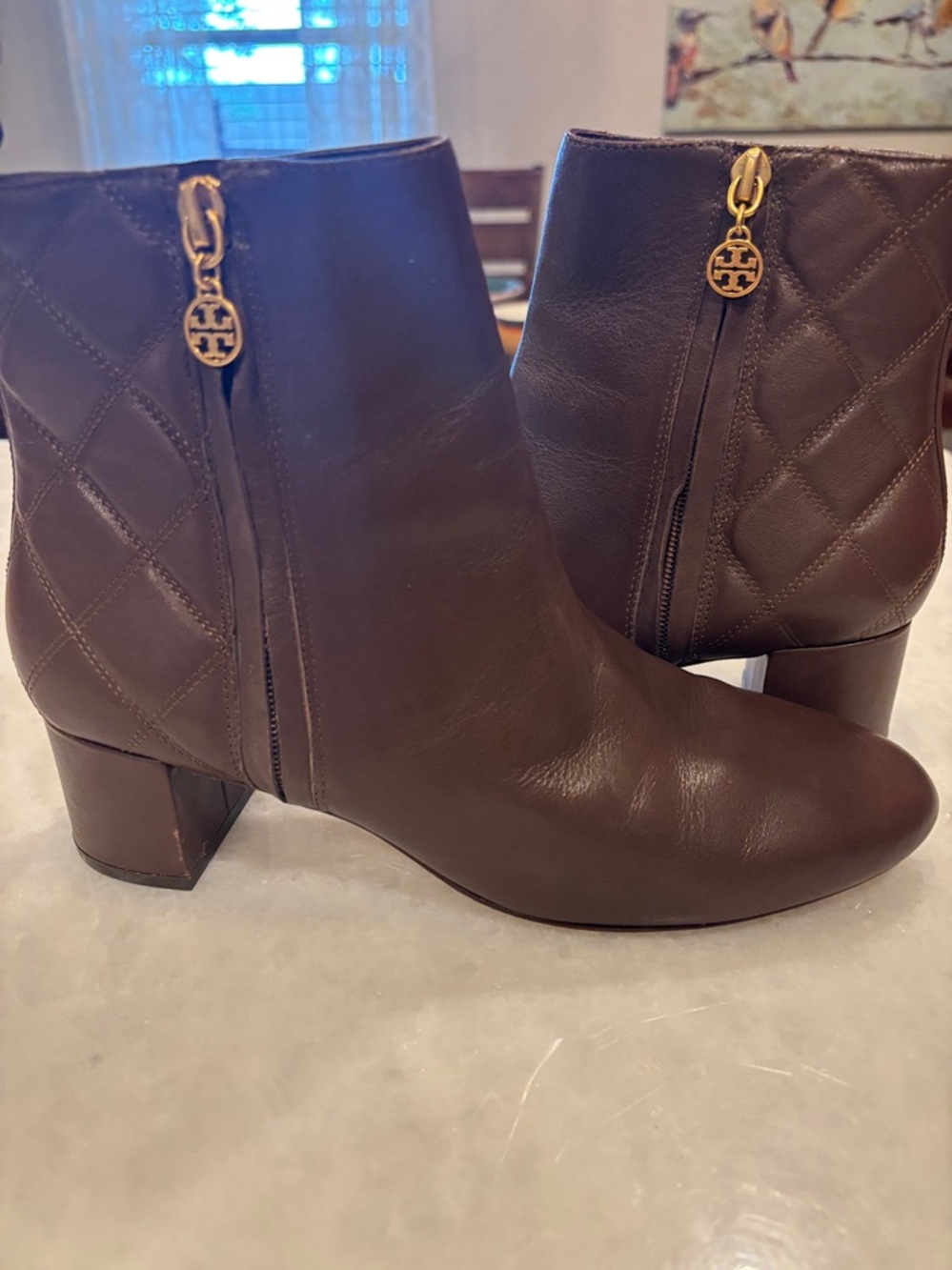 Tory Burch Mini Benton Brown Leather Ankle Booties